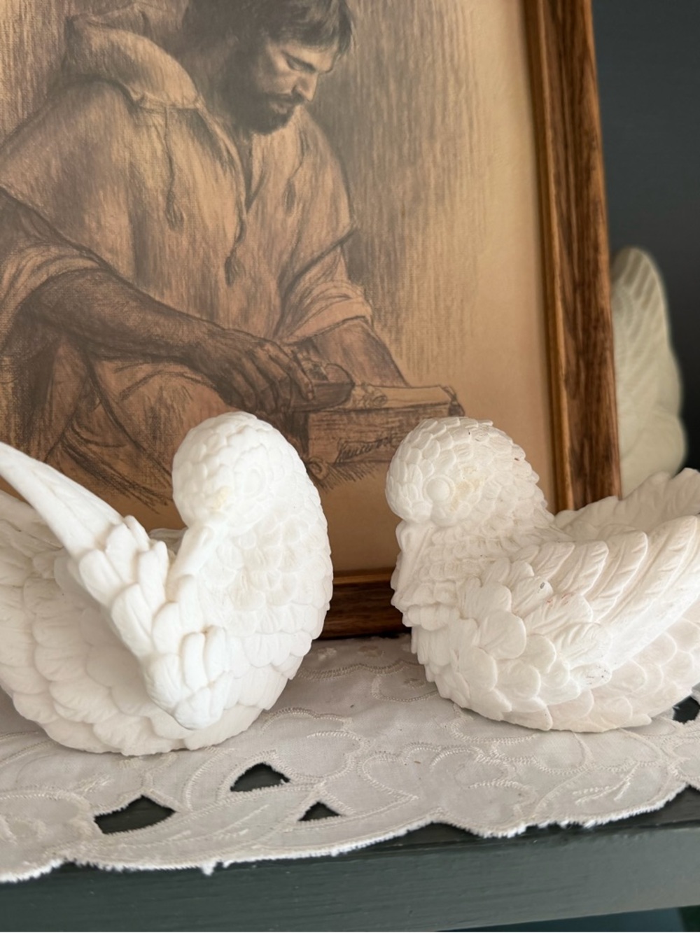 White Ceramic Doves - Picture 2 of 2